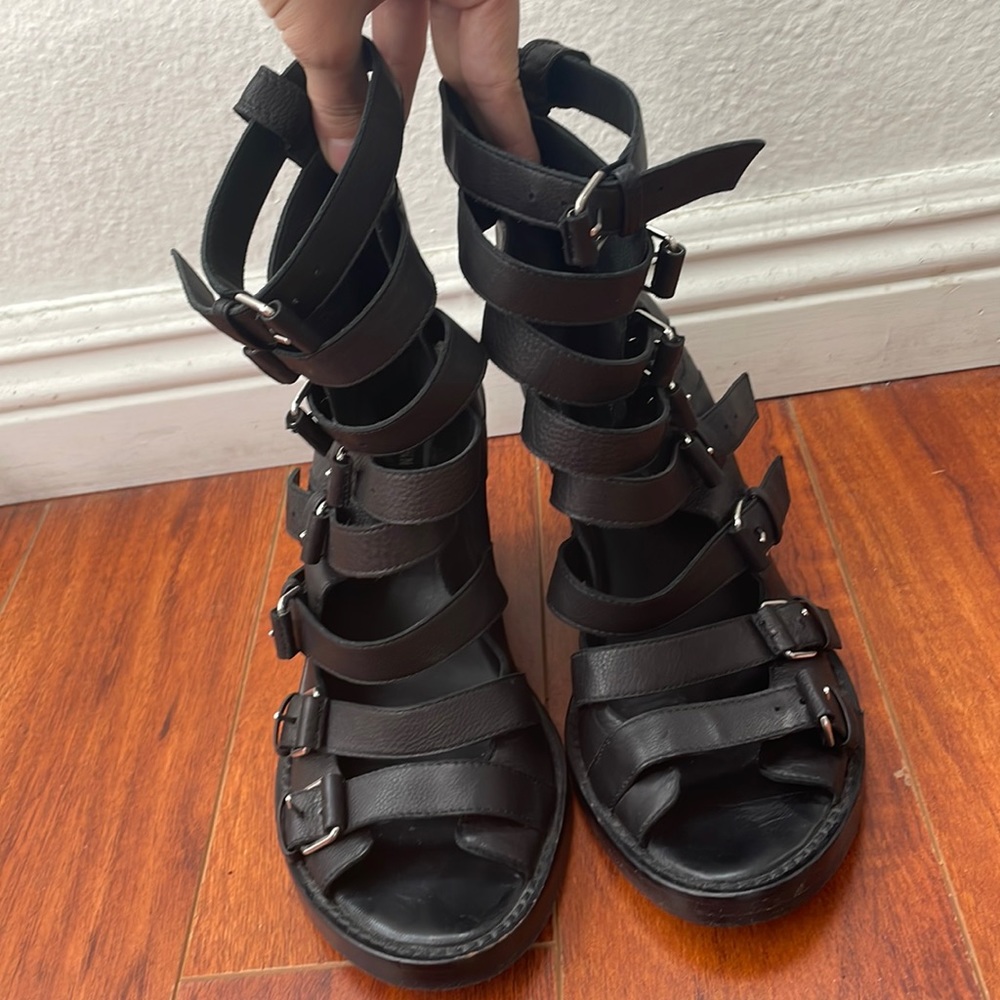 Ann demeulemeester gladiator leather sandal wedges - Picture 6 of 8